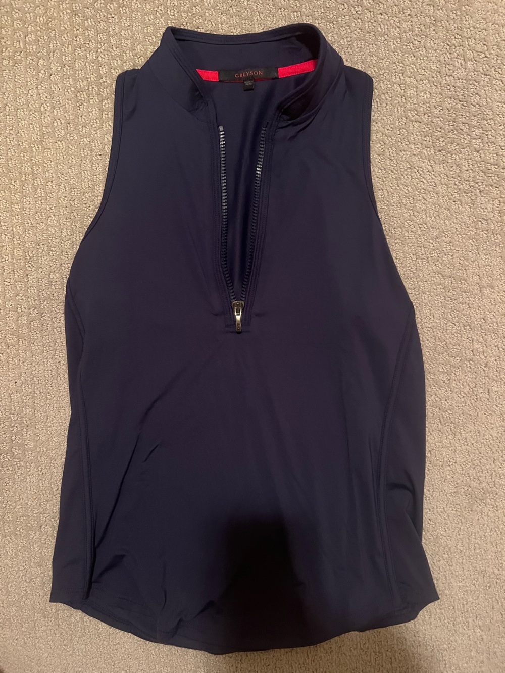 Greyson Clothiers Women's Navy Sleeveless Zip-Front Performance Top